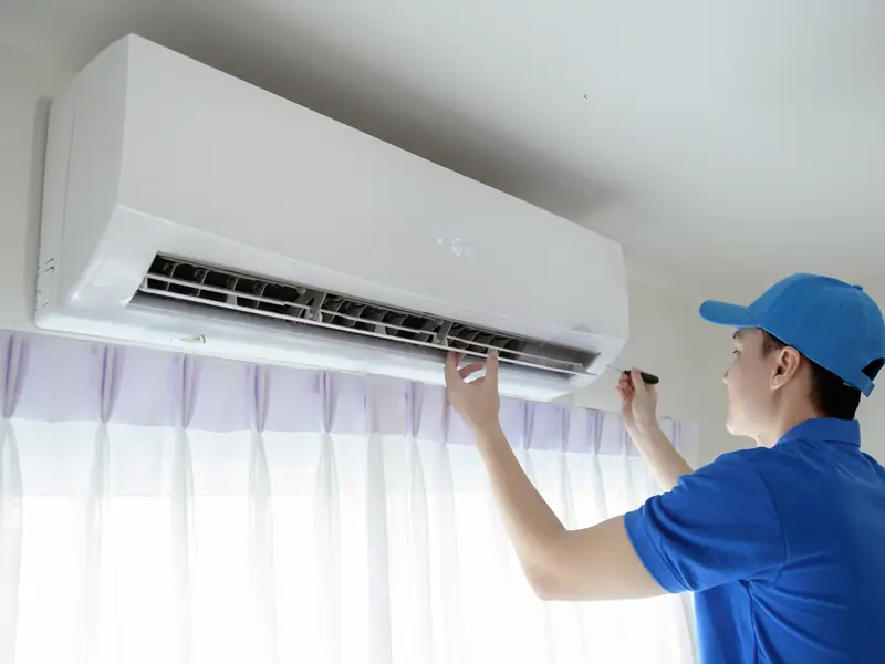 Contrôle du soufflage d'un climatiseur mural pendant les essais